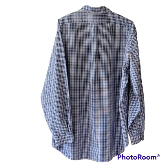 Ralph Lauren Blue White Checked Button Down Shirt Red Pony Logo Classic Flawed - Picture 6 of 10